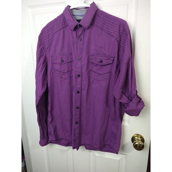 Tranquility Mayhem Woman M Shirt Purple Collared Button Western Casual Workwear - Picture 2 of 12